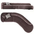 Modern Brown Sectional Sofa With Curved Design Soft Cushions And Comfortable Seating 3d model