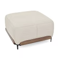 Modern Beige Fabric Ottoman Featuring Wooden Base And Black Metal Legs