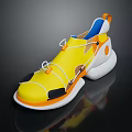Yellow Casual Sports Shoes With White Laces White Sole And Orange Trim