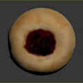 Delicious Round Bun With Sweet Berry Jam Filling And Golden Crust