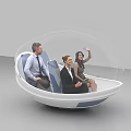 Transparent Sphere Capsule Design With Three People Sitting Inside 3d model
