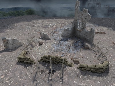 Modern ruins trench 3d model