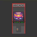 Retro Arcade Machine With Red Trim Colorful Screen Green Buttons And Coin Slot