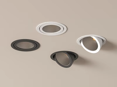 Modern Black And White Downlights And Spotlights For Ceiling Lighting Fixtures 3d model