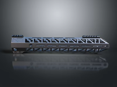 Metal Structural Component 3D Model With Geometric Frame Holes And Supports 3d model