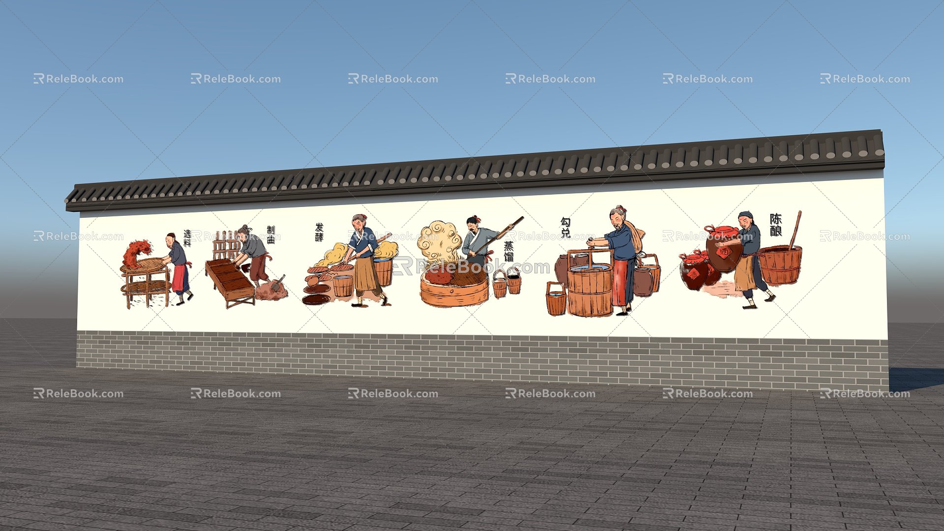 Chinese Brewing Culture Hand-painted Wall model