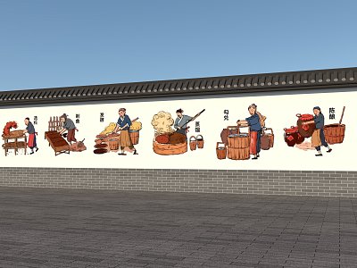 Chinese Brewing Culture Hand-painted Wall model