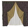 Elegant Silver Gray Curtains With Sheer White Layers And Pleated Design For Window 3d model