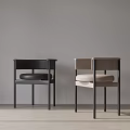 Modern Minimalist Dining Chairs With Black And Beige Upholstered Seats In Interior