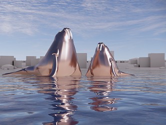 Modern City Sculpture Walrus Marine Life Sculpture 3d model