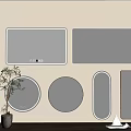 Various Shaped Mirrors With LED Lights For Modern Interior Wall Decor And Wooden Floor