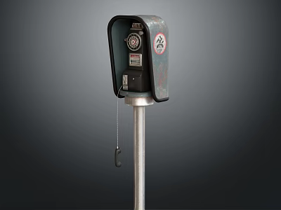 Dark Colored Parking Meter With Metal Pole And No Parking Sign 3d model
