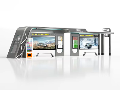 Platform bus stop shelter 3d model