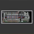 Practical Electrical Control Panel With Organized Circuit Breakers And Color Coded Wires
