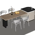 Modern Bar Counter Interior With Wooden Tabletop White Chairs Fruits Vase And Black Sink Section