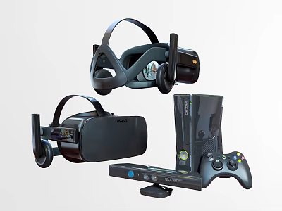 Modern VR Headsets And Game Console With Controller For Gaming Setup 3d model