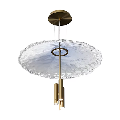 Modern Transparent Patterned Glass Chandelier With Brass Metal Frame Design 3d model