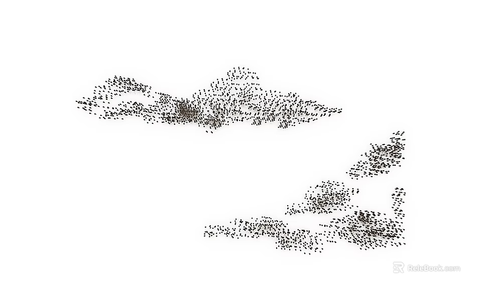 Abstract Wall Decor With Small Black Dots Forming Cloud And Mountain Patterns 3d model