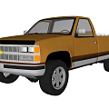 Classic Brown Single Cab Pickup Truck With Chrome Grille And Silver Wheels
