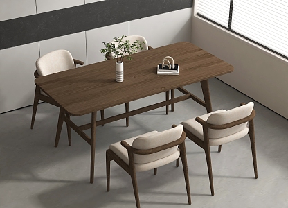 Modern Log Dining Table and Chair Combination Dining Table and Chair Rectangular 3d model