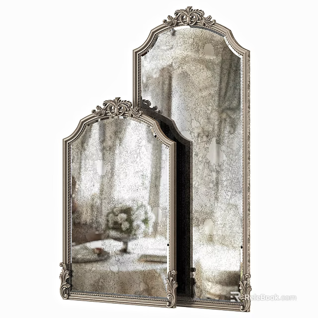 Ornate Vintage Floor Mirrors With Intricate Frames Reflecting Interior Details 3d model 