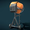 Industrial Orange Drum Concrete Mixer With Metal Frame Wheels And Control Unit