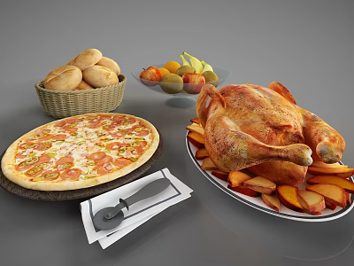 Modern Food Grilled Chicken Pizza Bread 3d model Modern Food Grilled Chicken Pizza Bread 3d model