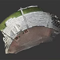 Ancient Roman Theater Model With Stone Seating Archway Entrance And Green Top