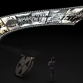 Large Curved Film Strip Exhibition With Vintage Images And Person Watching Silhouette