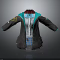 Stylish Gray Coat With Red Collar Blue Trim Plaid Lining And Sleeve Badges