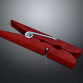 Red Wooden Clothespin With Metal Spring For Household Laundry And Drying Use
