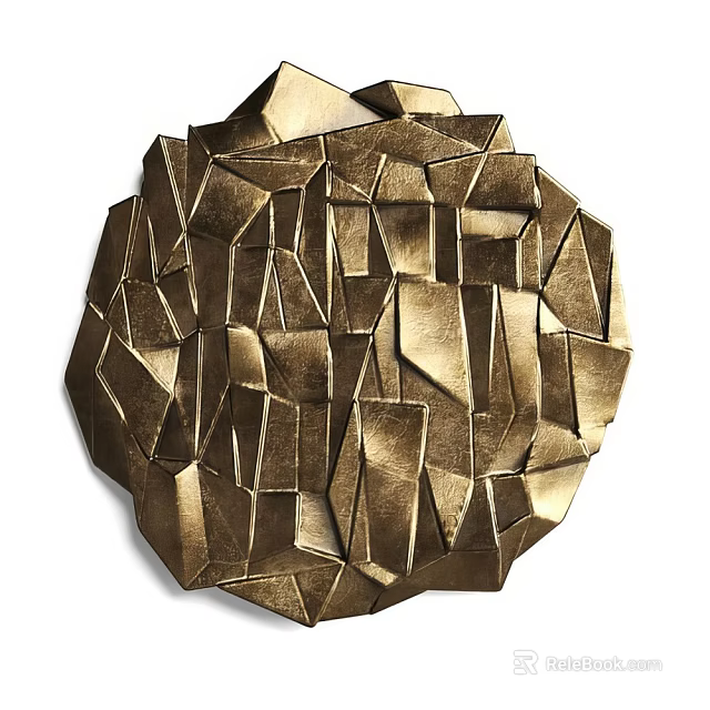 Modern Gold Circular Metallic Wall Decor with Irregular Geometric Pieces 3d model