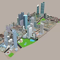 Modern Urban Building Complex With High Rise Towers Green Spaces And Roads