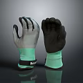 Household Protective Work Gloves with Gray White and Black Design and Light Green Cuffs