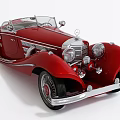 Red Vintage Mercedes Convertible Car With Classic Chrome Grille And Retro Design