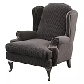 Classic Single Sofa With Striped Fabric Wooden Legs And Tufted Armrests