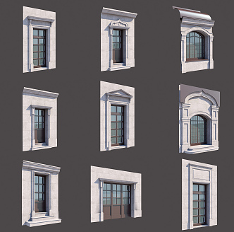 European casement window components 3d model