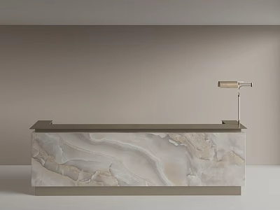 Modern Hotel Lobby Reception Desk With Marble Surface And Table Lamp Design 3d model