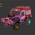 Red White Blue Off Road Car With Roof Rack Spare Tire Mesh Design Number 302