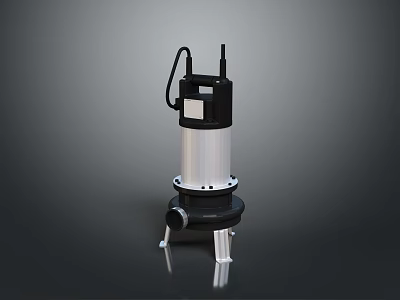 Industrial Submersible Pump With Black Cable And Stable Metal Base Stand 3d model