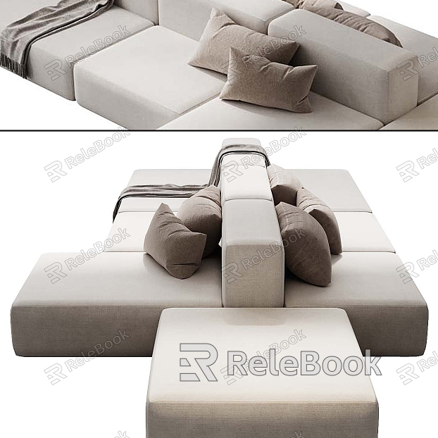 HAY Modern Module Multiplayer Sofa Module Sofa Tofu Block Sofa Combination Sofa Corner Sofa model