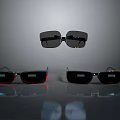 Modern Rectangular Sunglasses With Black And Red Frames And Sleek Design 3d model