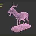 Detailed Life Sized Brown Horned Goat Taxidermy Standing on Stone Base