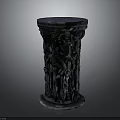 Dark Decorative Carved Column With Intricate Ornate Patterns And Classical Design 3d model