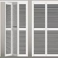 Modern White Interior Folding Doors With Louvered Slats And Double Panel Design 3d model