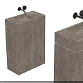 Two Modern Pedestal Washbasins with Textured Stone Material and Black Faucets