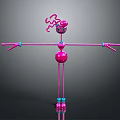 Pink Abstract Cartoon Character With Long Limbs And Curly Head Design