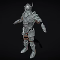 Medieval Silver Armor Featuring Horned Helmet And Metal Chest Shoulder Leg Components