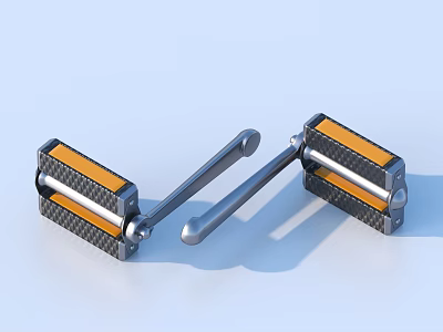 Double Clamp Tool with Carbon Fiber Texture Yellow Sections and Metal Connecting Rod 3d model