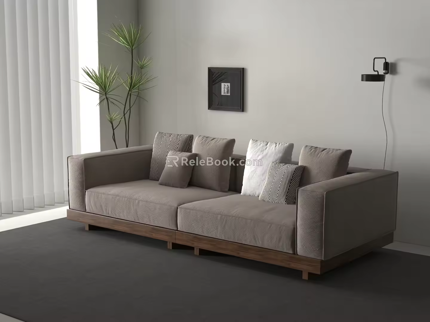 Modern Sofa Double Sofa Log Style Sofa 3d model